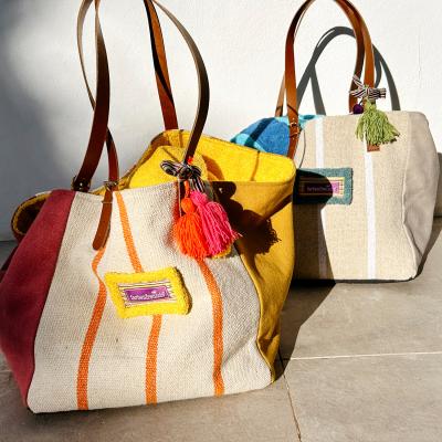 Canvas Tote Bag with Stripes